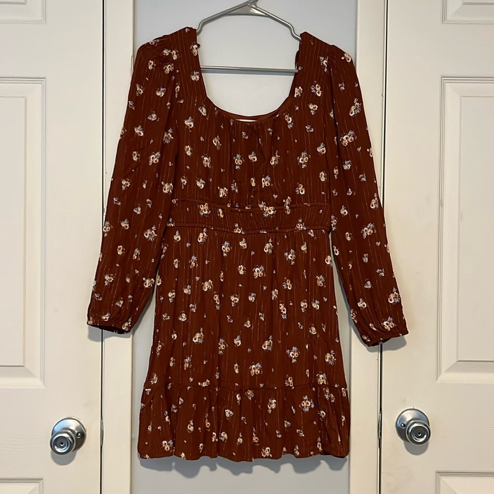 Burnt Orange, Long Sleeved Mini Dress